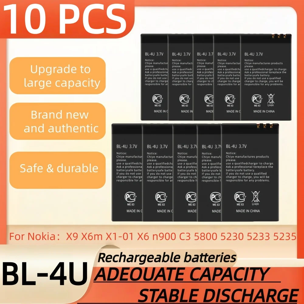 3.7V 1000mAh Battery BL-4U Rechargeable Batteries For Nokia X9 X6m X1-01 X6 N900 C3 5800 5230 5233 5235 Phone Battery