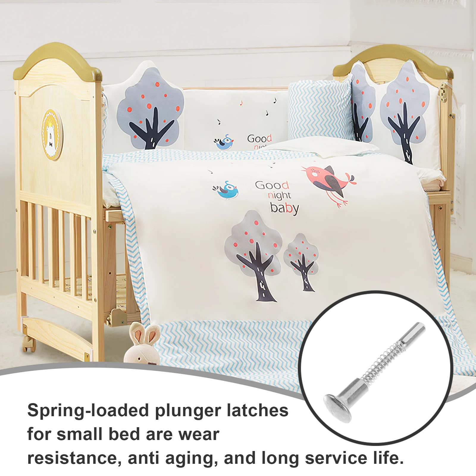 

4pcs Crib Latches Spring Loaded Plunger Latches Metal Iron Cotter Bed Fastening Fittings Crib Accessories Lift Adjustment