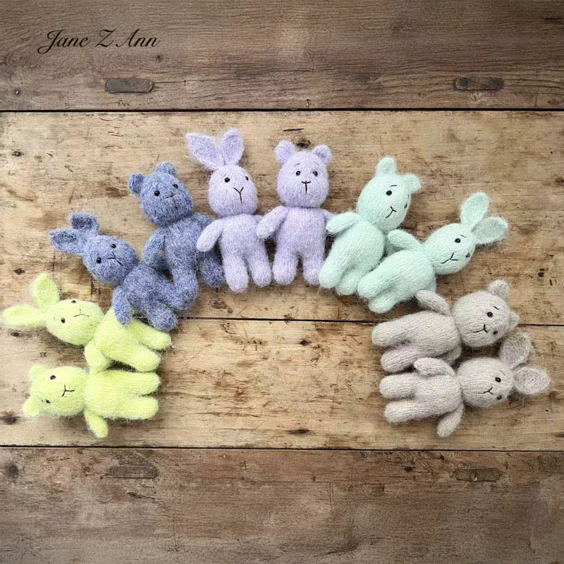 

Реквизит для фотосъемки новорожденных, шерстяной вязаный кролик, медведь, плюшевая игрушка, пушистая крючком мягкая кукла, аксессуары для детской фотосессии