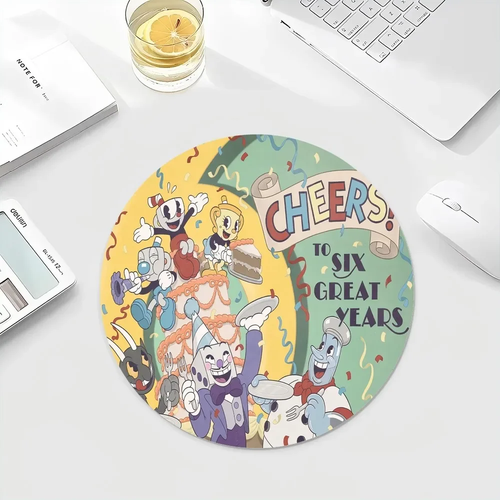 Cuphead APK Round Custom Skin Office Student Gaming Thickened Writing Pad Non-slip Cushion Mouse Pad Writing Desk Mats