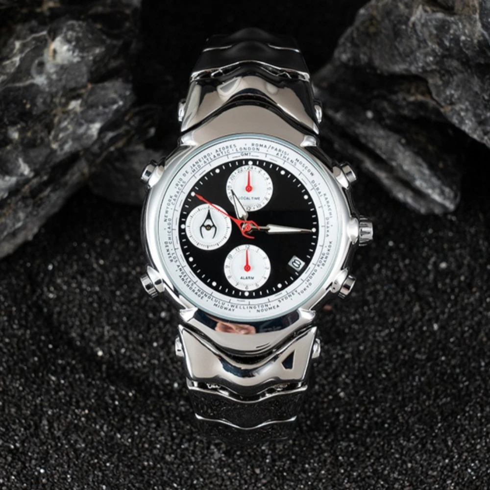 

Уникальные многофункциональные кварцевые часы для мужчин в стиле Y2K с шестью стрелками, специальным ретро-циферблатом в форме лезвия, креативные, необычной формы, модные мужские часы.