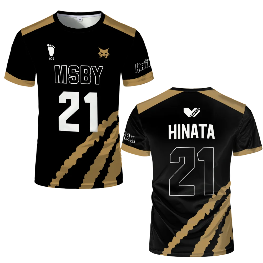 Summer Hinata Shoyo Black Jackal Volleyball Shirt T-shirt Haikyuu MSBY Shirt 3D Printed T-shirt Street Sports Oversized Top
