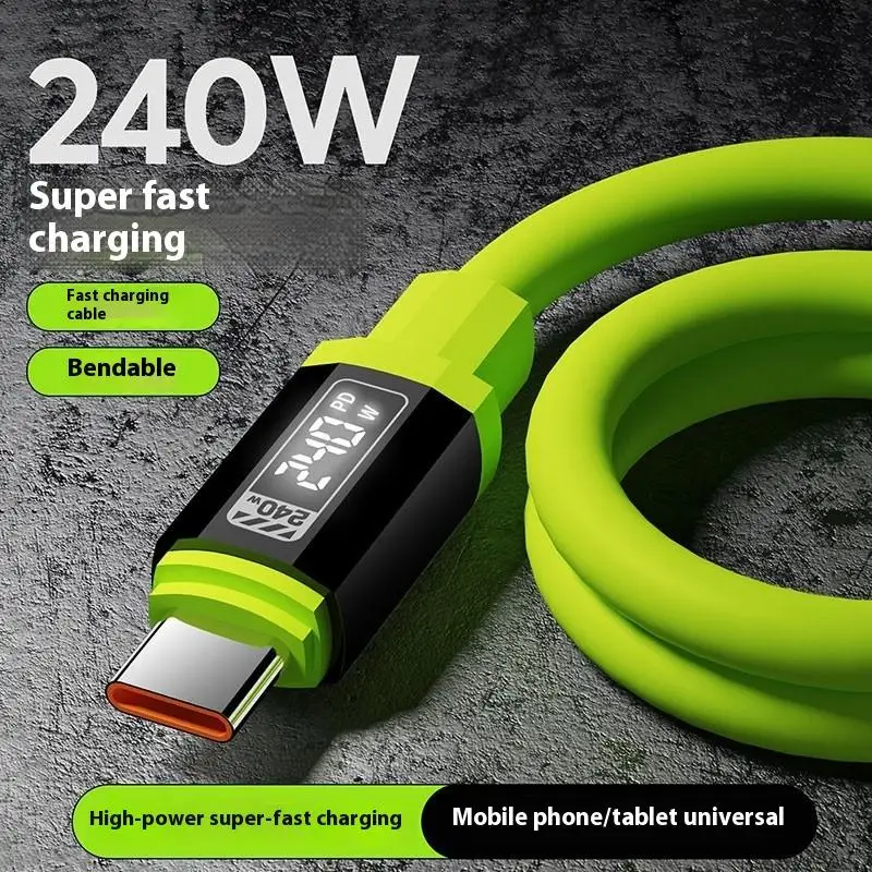 240W 1.5M Fast Charging USB Type-C To Type-C Cable With Real-Time Power Display For Huawei, Xiaomi, Samsung, OPPO,VIVO Universal