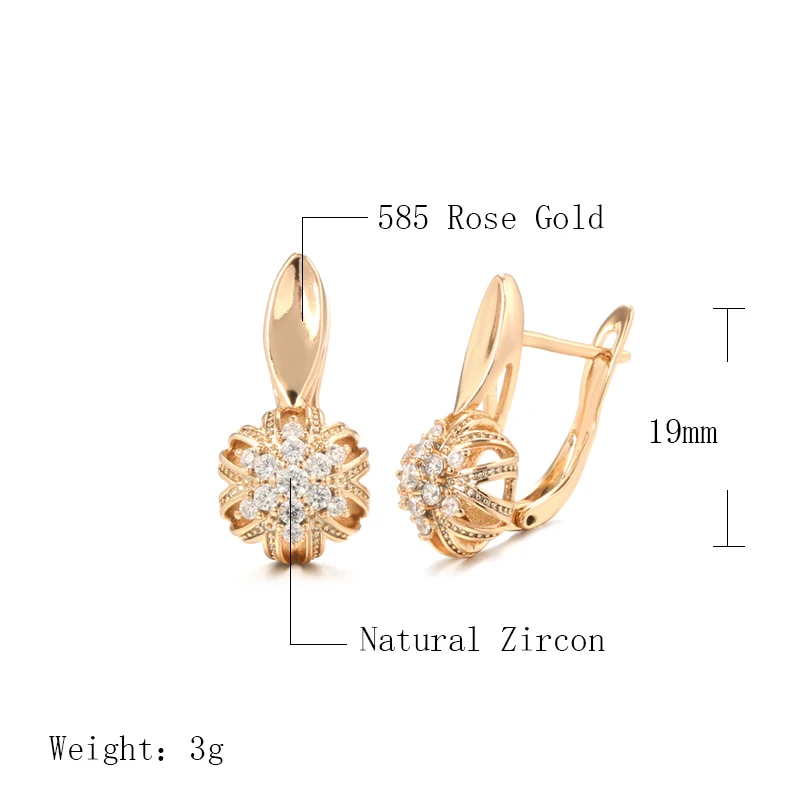 SYOUJYO Luxury Designer Crystal Flower English Earrings For Women 585 Rose Gold Color Jewelry Natural Zircon Vintage Earring New