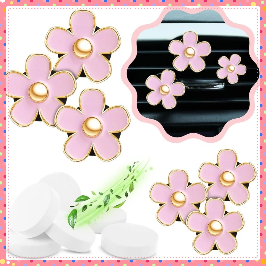 

Daisy Vent Clip Car Flower Decor - Colorful AC Vent Air Freshener for Women Girls, Cute Auto Accessory Gift