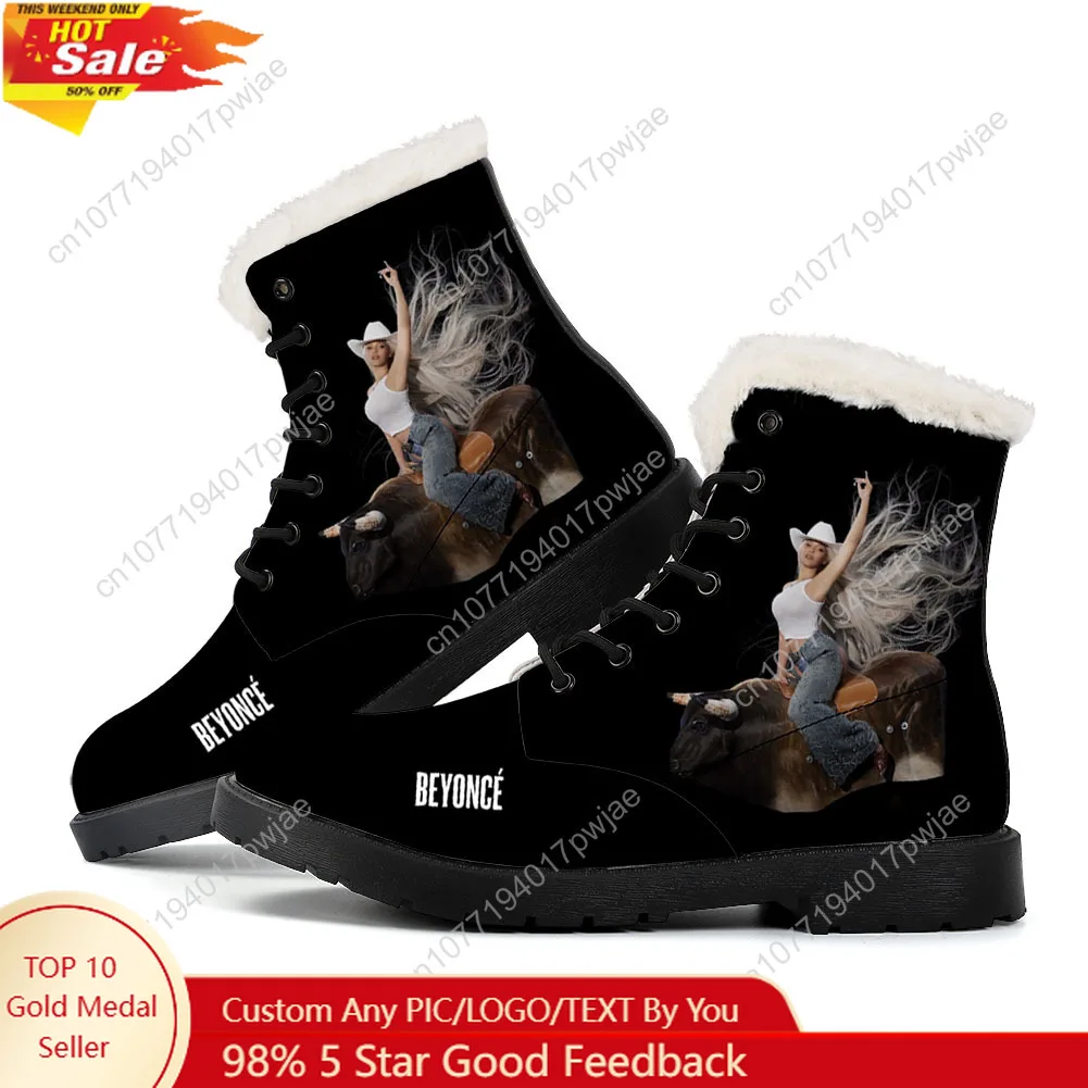 

Beyonce Rock Cowboy Carter Plush Keep Warm Boots Mens Womens Winter Outdoor Hiking snow boots High quality Customize Boots