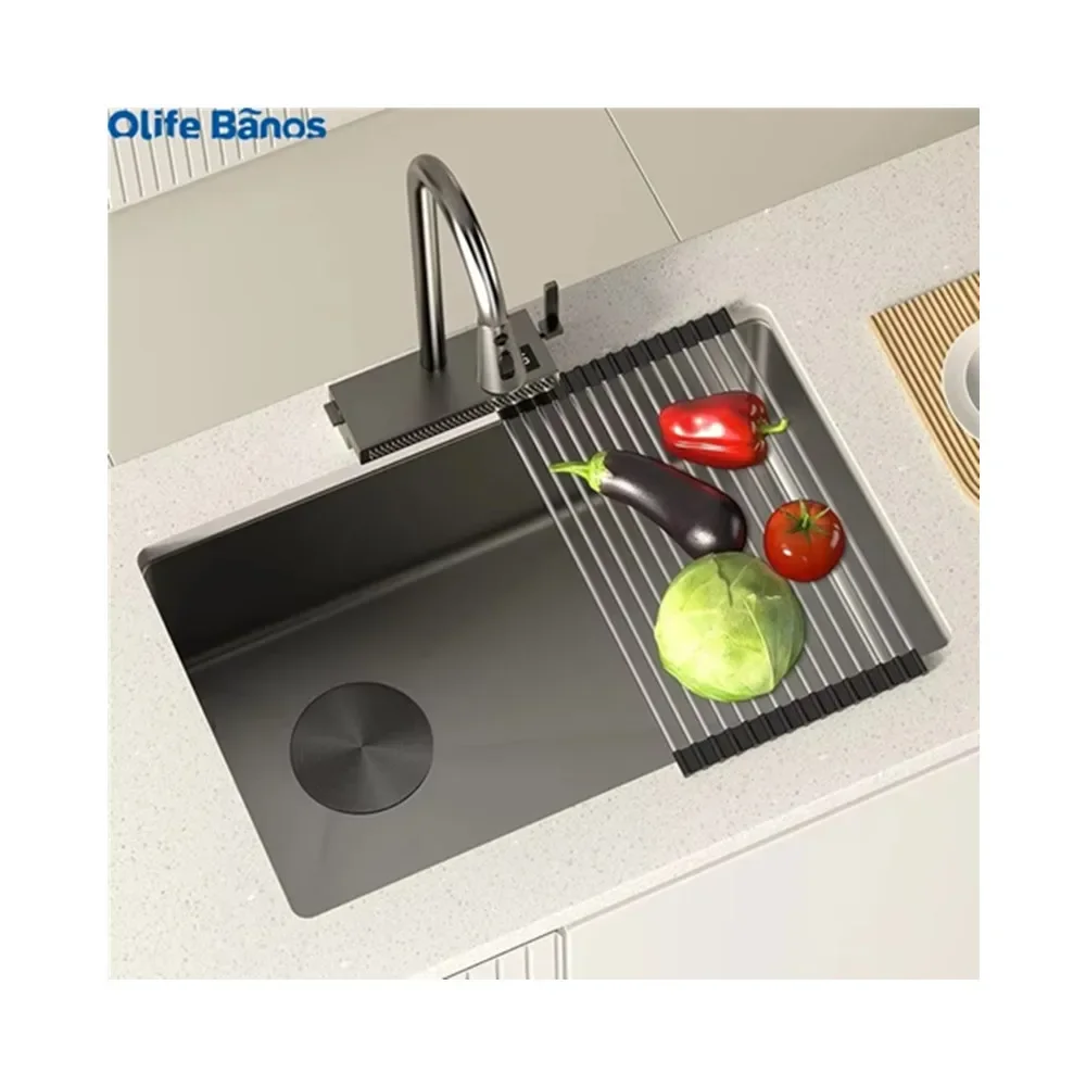 Durable Wear-resistant Under Counter Nano Black White  Big Single Bowl  Kitchen Sink  Lavabo