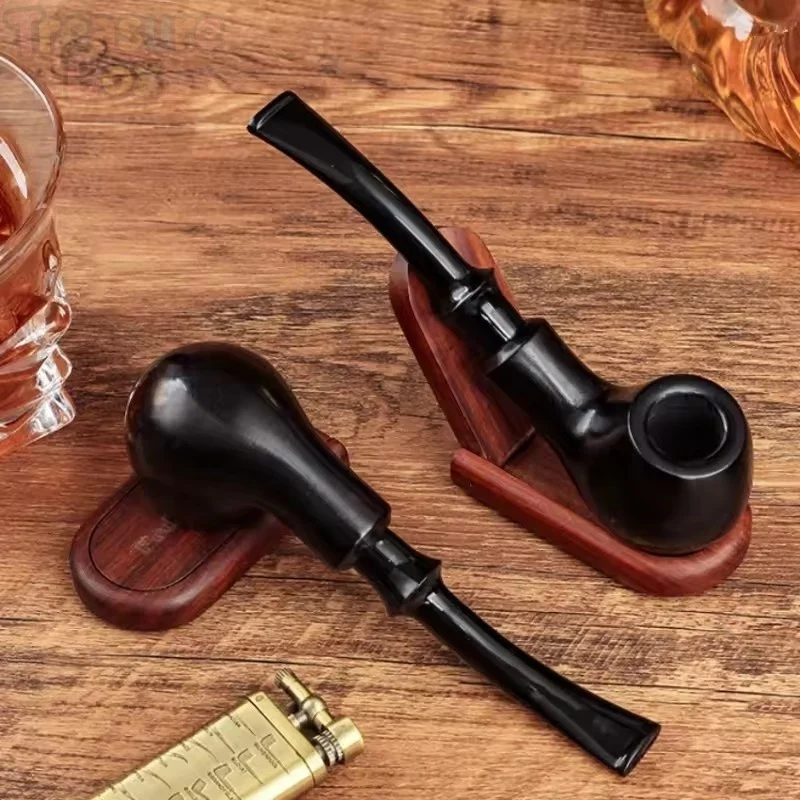 Natural Black Sandalwood Universal 9mm Flue Pipe Detachable Cleanable Structure Portable Handcrafted Wooden Pipe Male Ornament