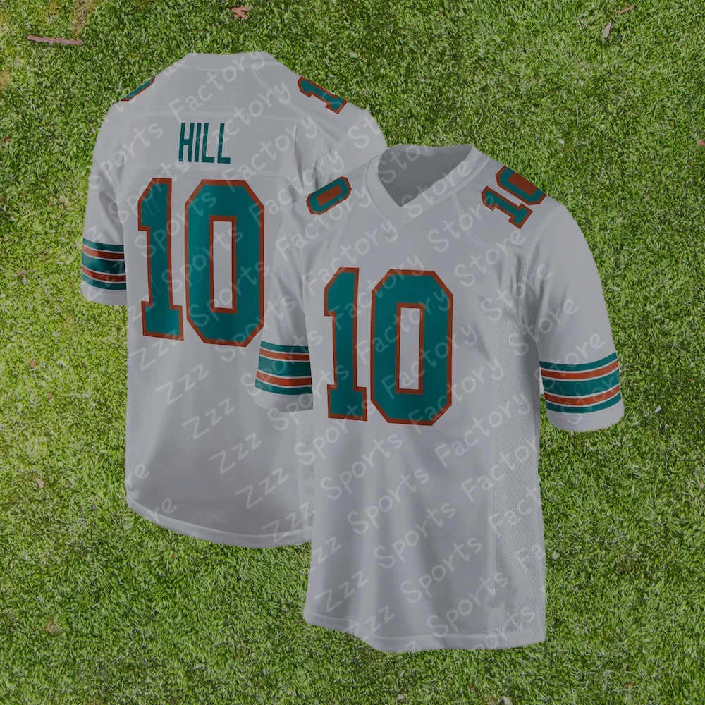 Jersey No. 10 Tyreek Hill Miami Dolphins Summer Short-Sleeved Jersey Outdoor Youth Training Wear Sports Wear Shirt Tops