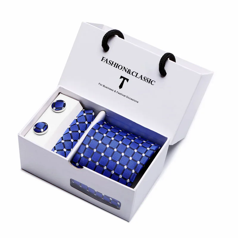 Heißer Verkauf Schwarz Paisley Krawatte Einstecktuch Manschettenknöpfe Set Für Männer Formale Luxus Hochzeit Gravatas In Geschenk Box – Detail 18