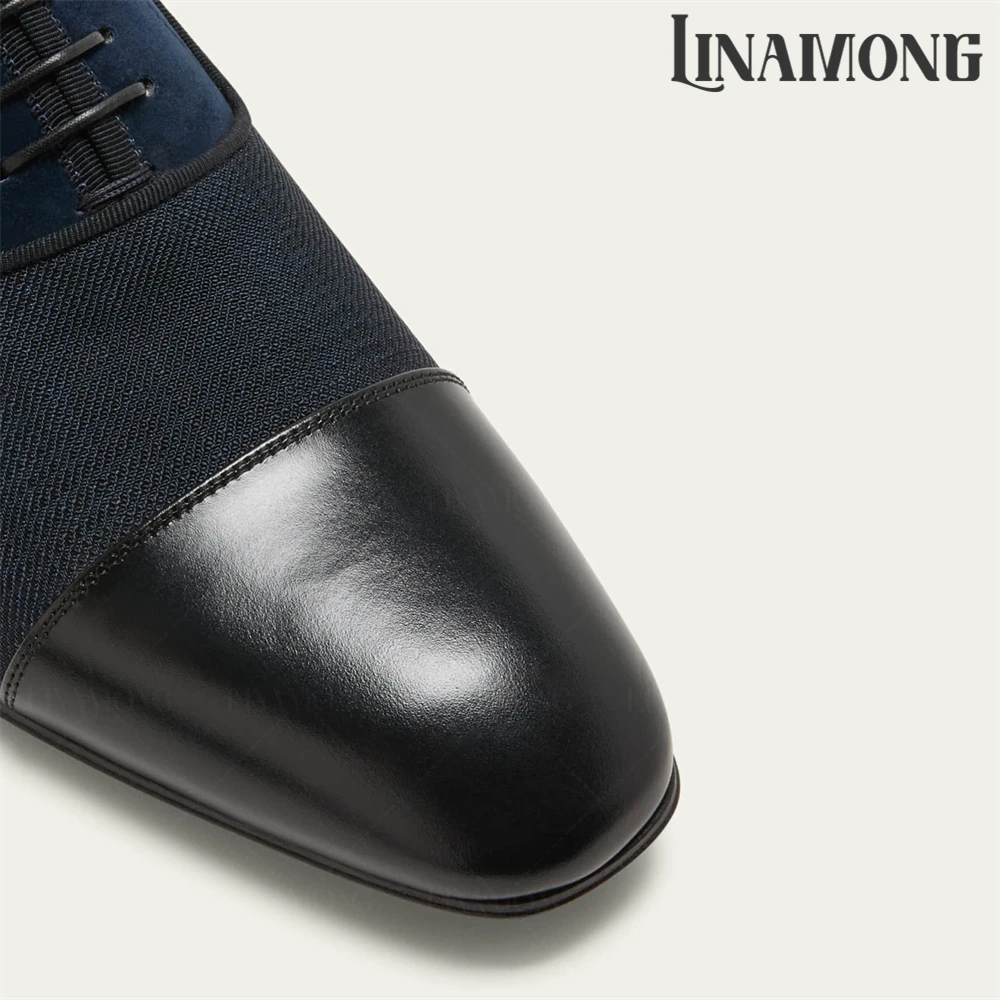 Leather Suede Oxford Shoes for Men Elegant Dark Blue Lace-Up Dress Shoes Classic Style Handmade Wedding Shoes Banquets Footwear - Image 6