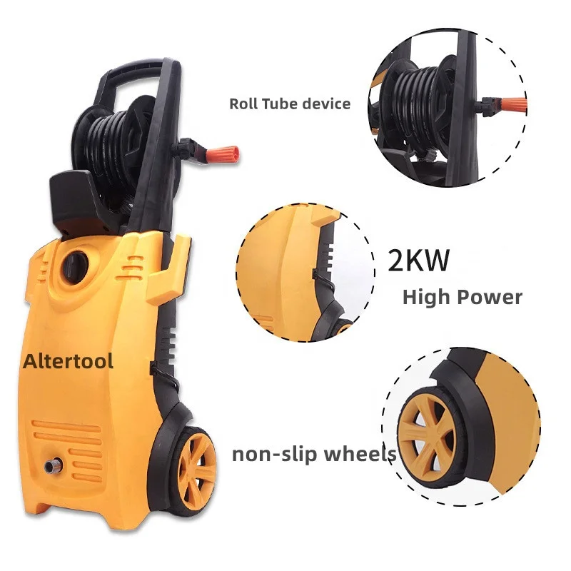 

Portable 2500W High-power 220V Automatic High-pressure Car Washer With Hose Reel Wash Cleaner