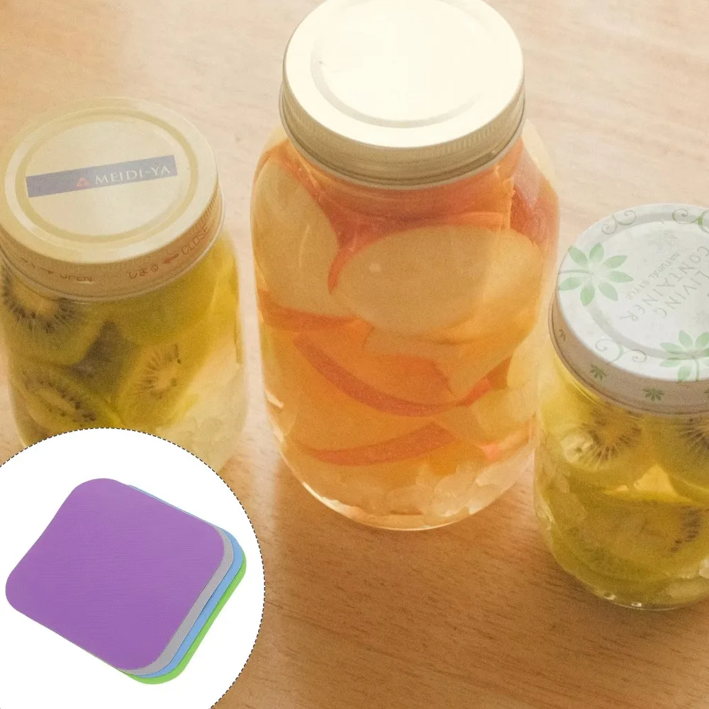 4Pcs Multifunctional Rubber Jar Opener Pad, Non-slip Gripper for Jar & Bottle Lids, Kitchen Coaster Random Color