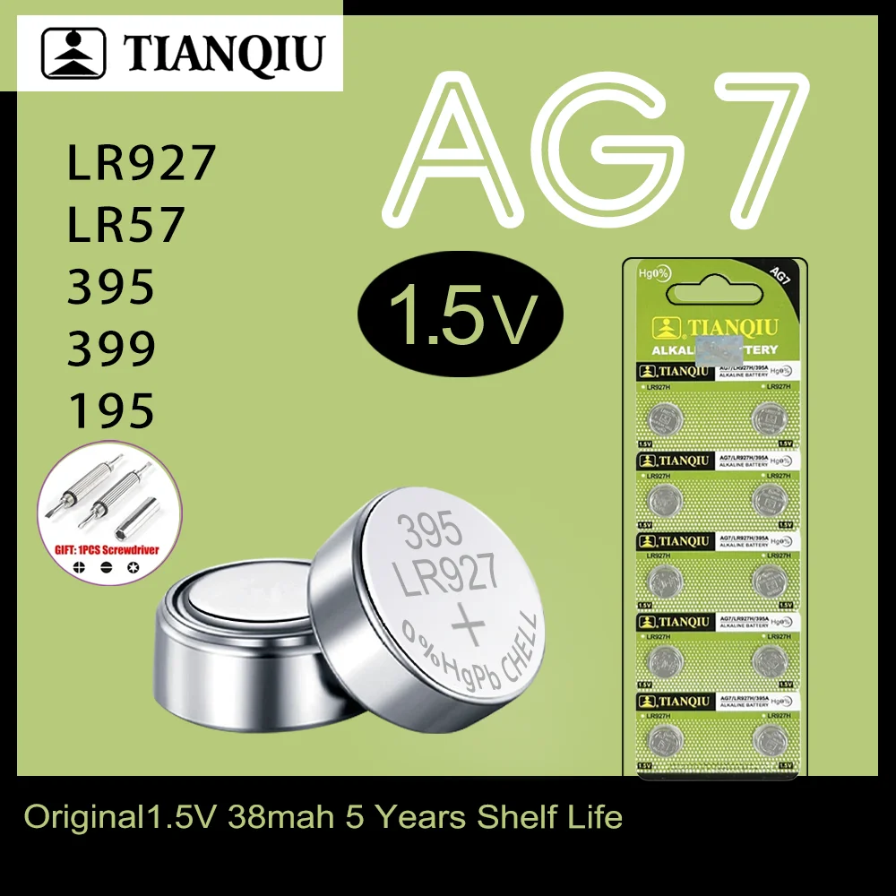 Original 10-50Pcs AG7 LR927H Button Batteries SR927SW 395 395A L926F Coin Cell Battery for Watch Toys Control Calculator