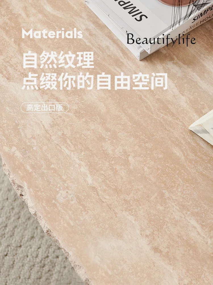 Mesa de centro de piedra de cueva Natural estilo Qiji, mesa de té creativa de diseño Irregular Retro francés para sala de estar