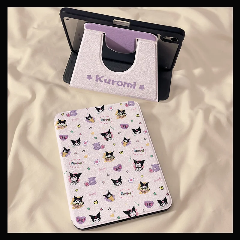 

Защитный чехол KKawaii Cartoon Kuromi для iPad Pro 2024 Air 2025 Mini 6 7 8,3 дюйма 2022 10-го поколения, 8-го 720 градусов, вращающийся чехол
