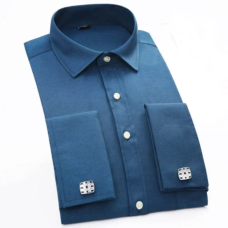 Quality France Cufflink Men Dress Shirts Button Turndown Collar Breathable  Slim Fit Party Wedding Tuxedo Shirts Camisas Hombre - AliExpress 200000343