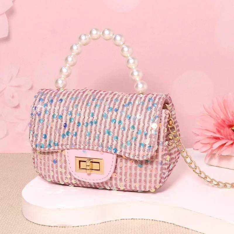 Toddlers Mini shiny handbags Children's sequin fashion crossbody bags New summer Little girl design style mini totes bag NAB267