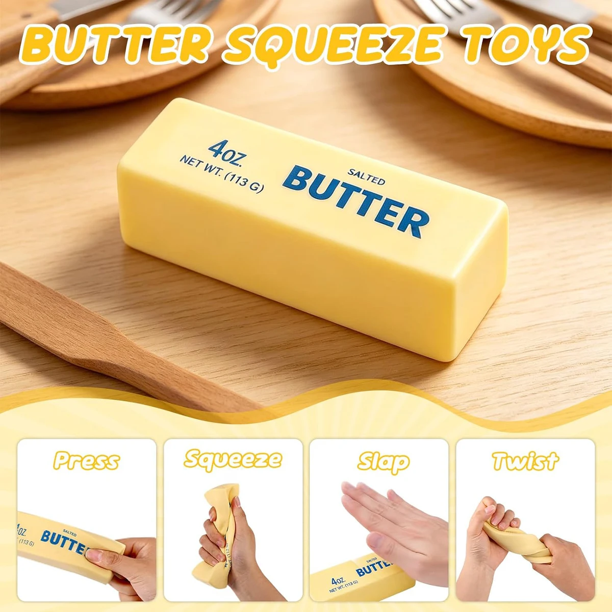 Cheese Stick Pinch Anti-Stress Butter Stress and Anxiety Relief Toy Balls Things Squish Squishy Squeeze, Soft, Cheap Toys