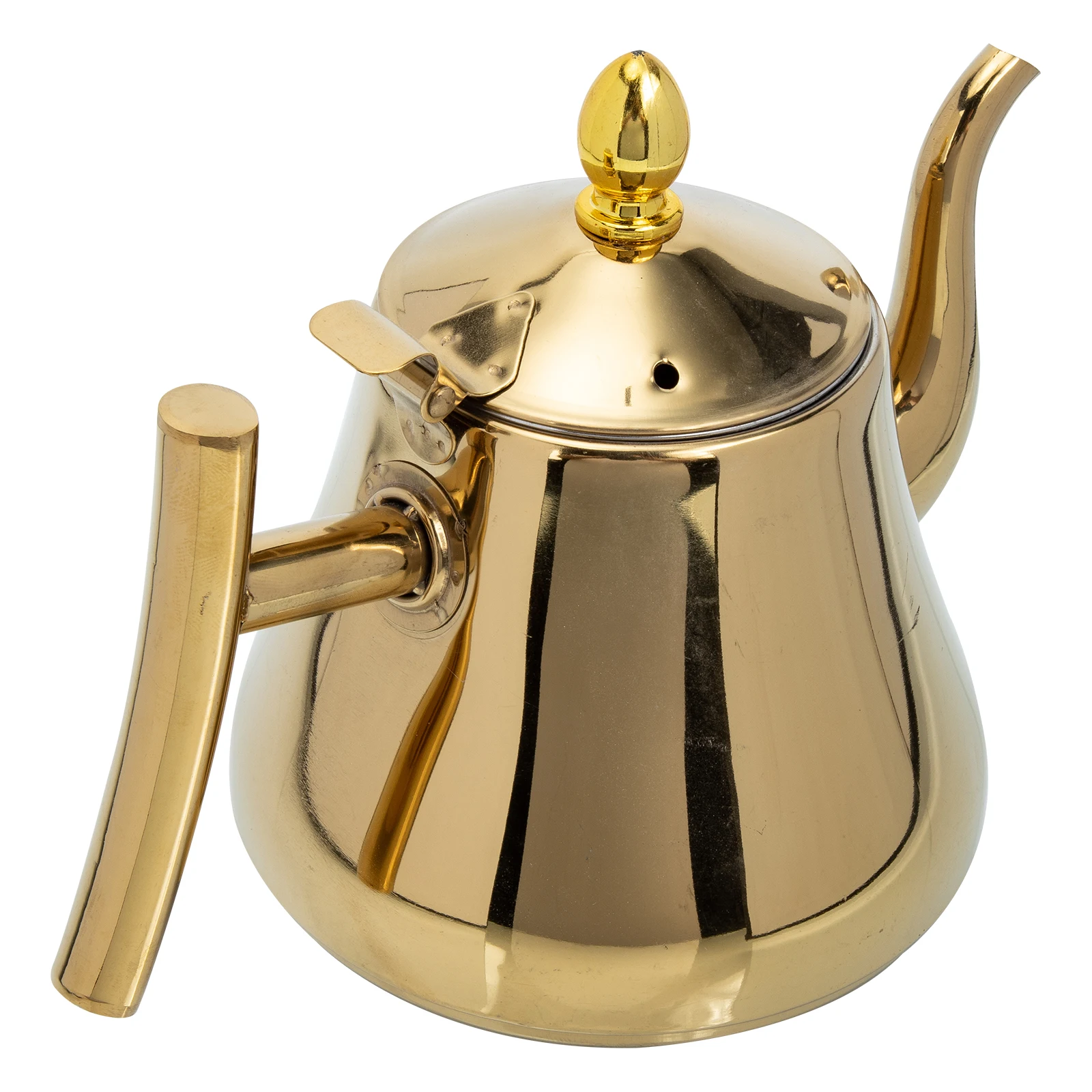 

Stainless Steel Tea Pot Cold Water Jug Large Capacity Gooseneck Kettle Anti Scald Infuser Kitchen Bar Golden Office