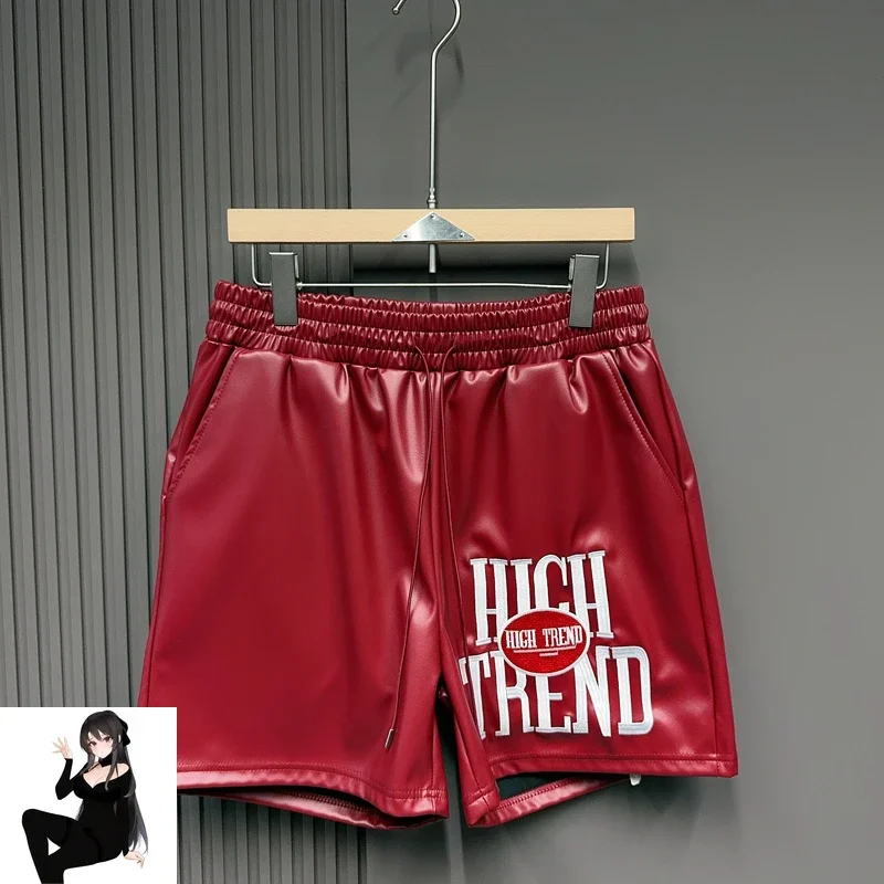 Reflective Leather Embroidery Letter Label Beach Shorts Men Women Summer Casual Drawstring Loose Board Shortpant Young Style