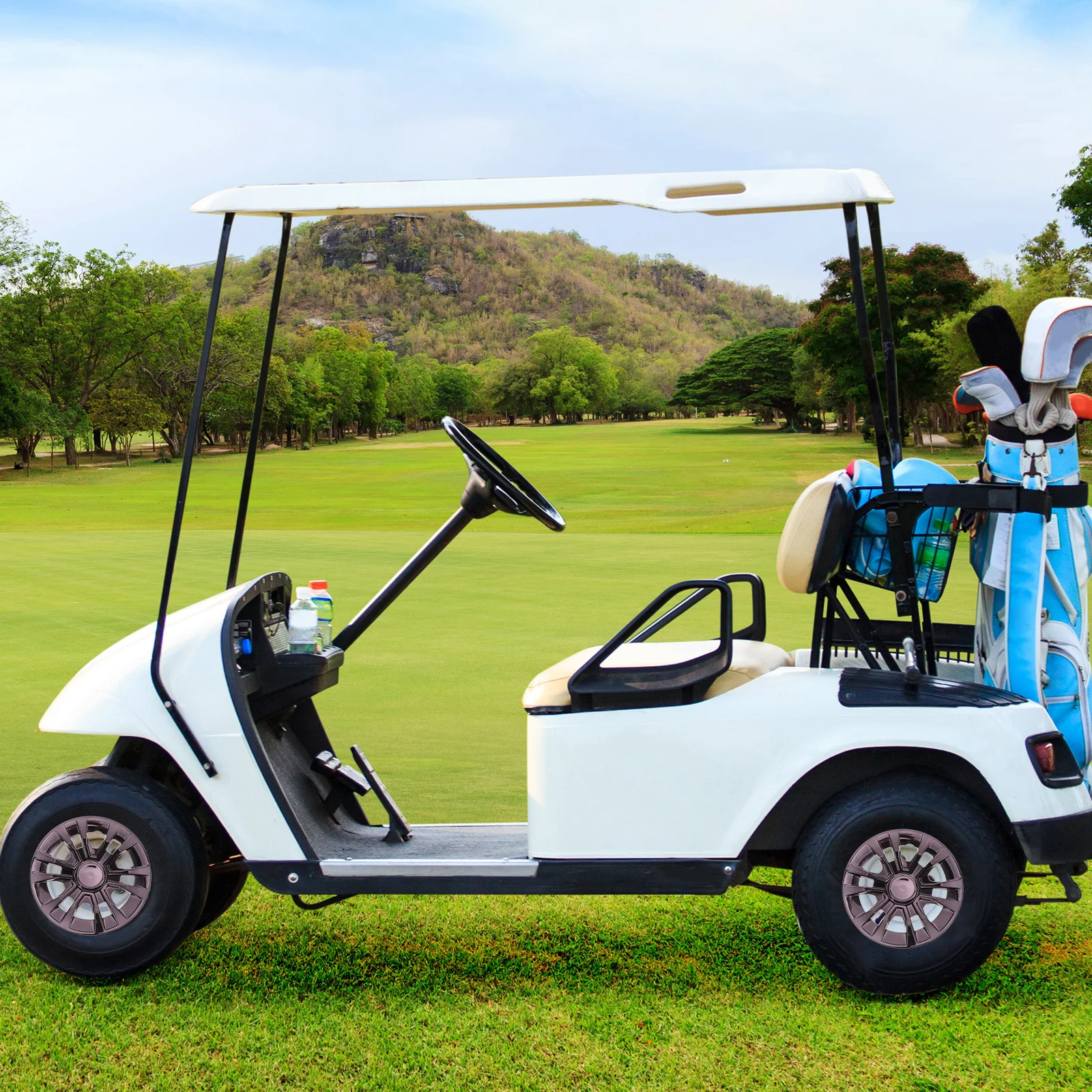 عربة جولف عجلة مركز محور قبعات أسود 8 بوصة أغطية الزخرفية واقية عجلة الجوز قبعات السيارات الخارجي عربة جولف غطاء المحور #1