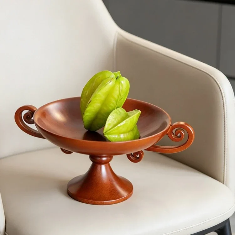 Creative Low-topped Tray Cherry Wood Fruit Tray Desktop Storage Container Retro Storage Plate Trays Decorative Jewelry Dish