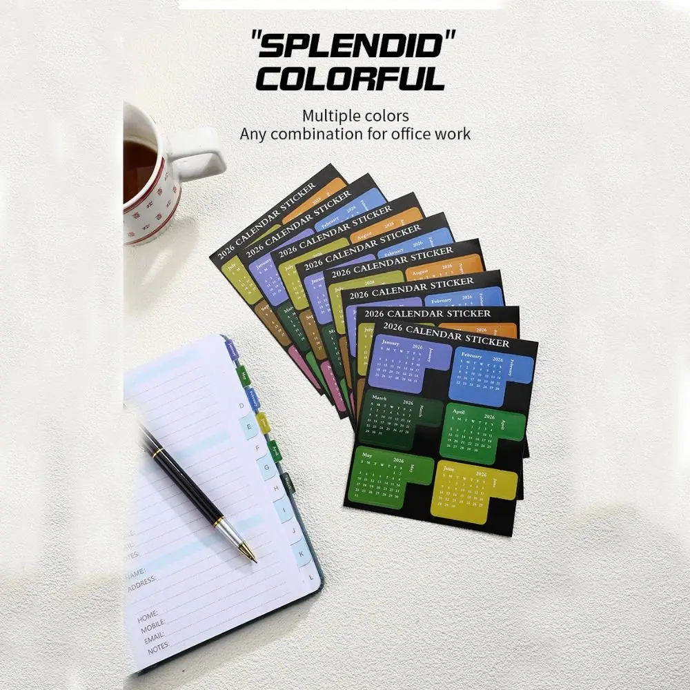 NEW DIY 2026 Calendar Stickers Multi-functional Durable Planner Stickers Removable Colorful Schedule Stickers School