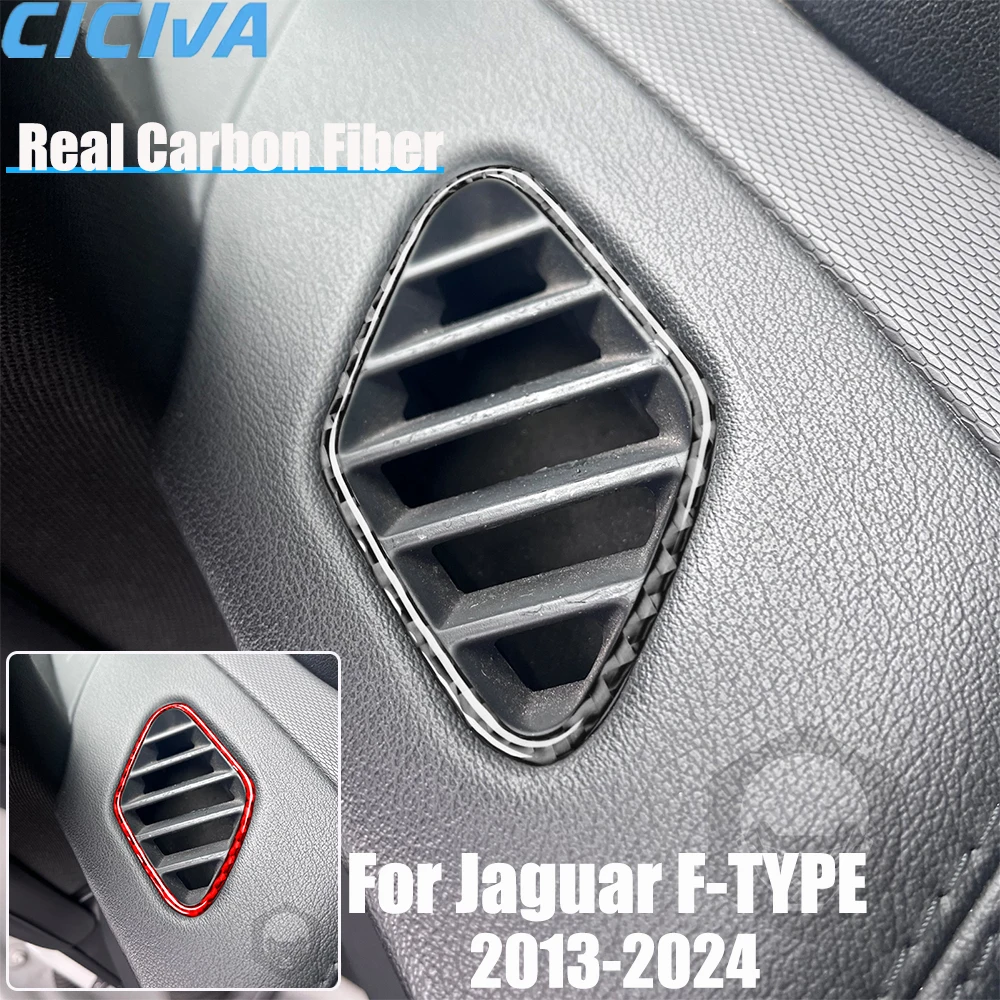 Real Carbon Fiber Car Accessories Dashboard Vent Cover Soft Sticker For Jaguar F-type 2013 2014 15 16 17 18 19 20 21 22 23 24