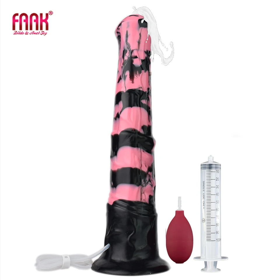 FAAK Long Ejaculation Dildo Large Fantasy Horse Squirting Penis With Suction Cup Size S M L  Silicone Anal Plug Sex Toys Shop