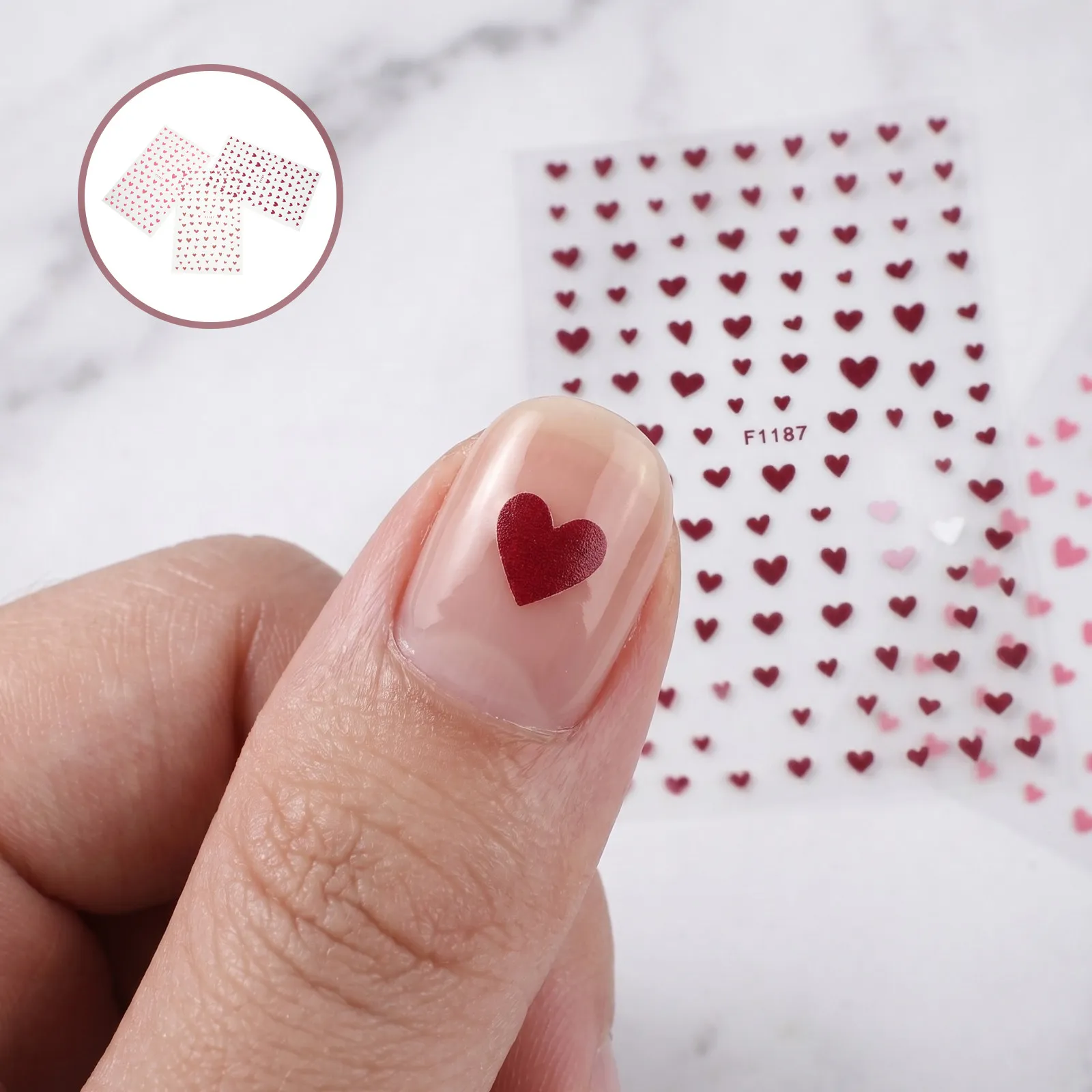15Sheets Heart Nail Stickers Love Themed Self-Adhesive Fingernail Decals DIY Nail Art Supplies Mother's Day Valentine's Party