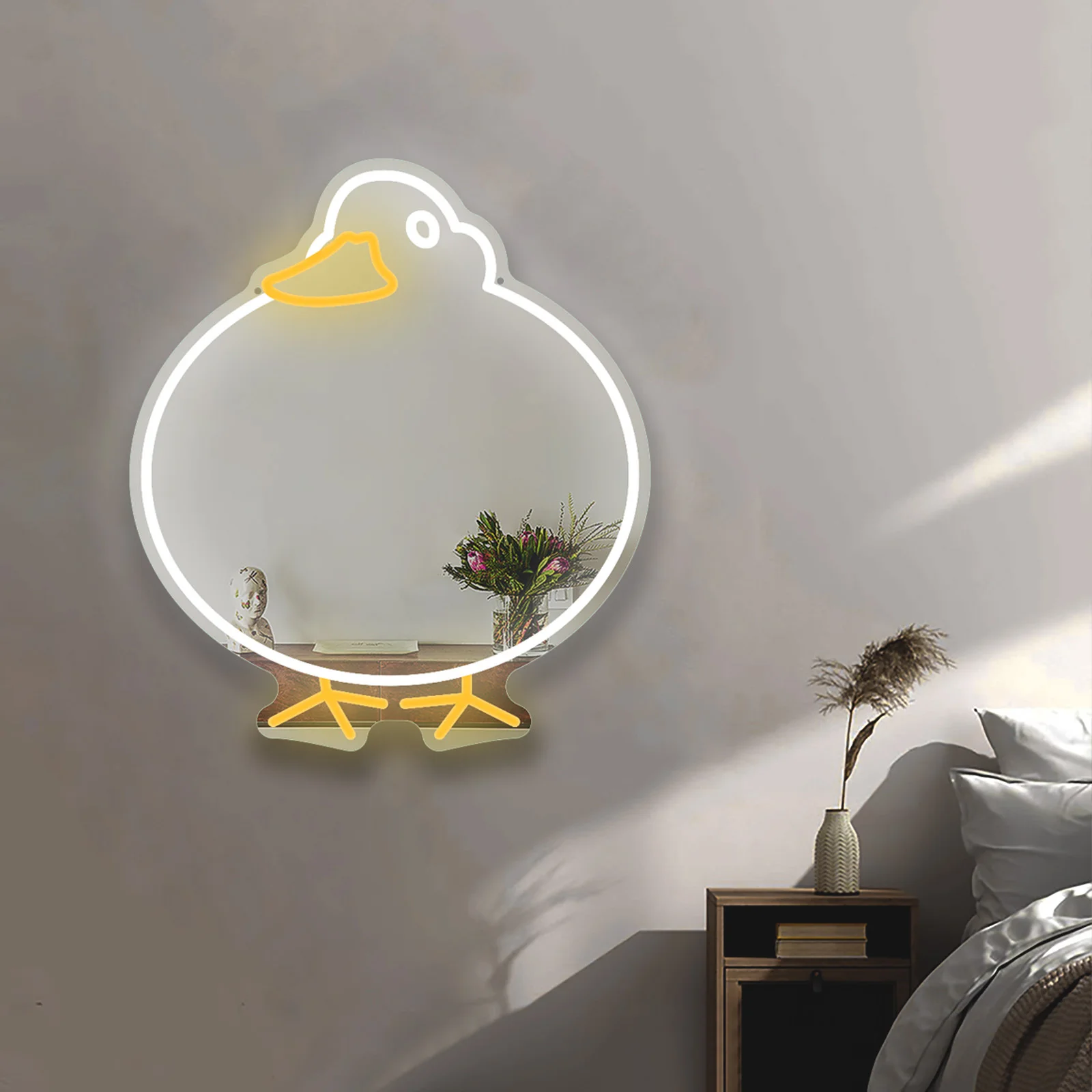 キュートなアヒルのネオンサイン-ledウォールアート-寝室や子供部屋の装飾に-部屋を暖かく楽しく彩る雰囲気を演出するナイトライト-女の子へのプレゼントに最適