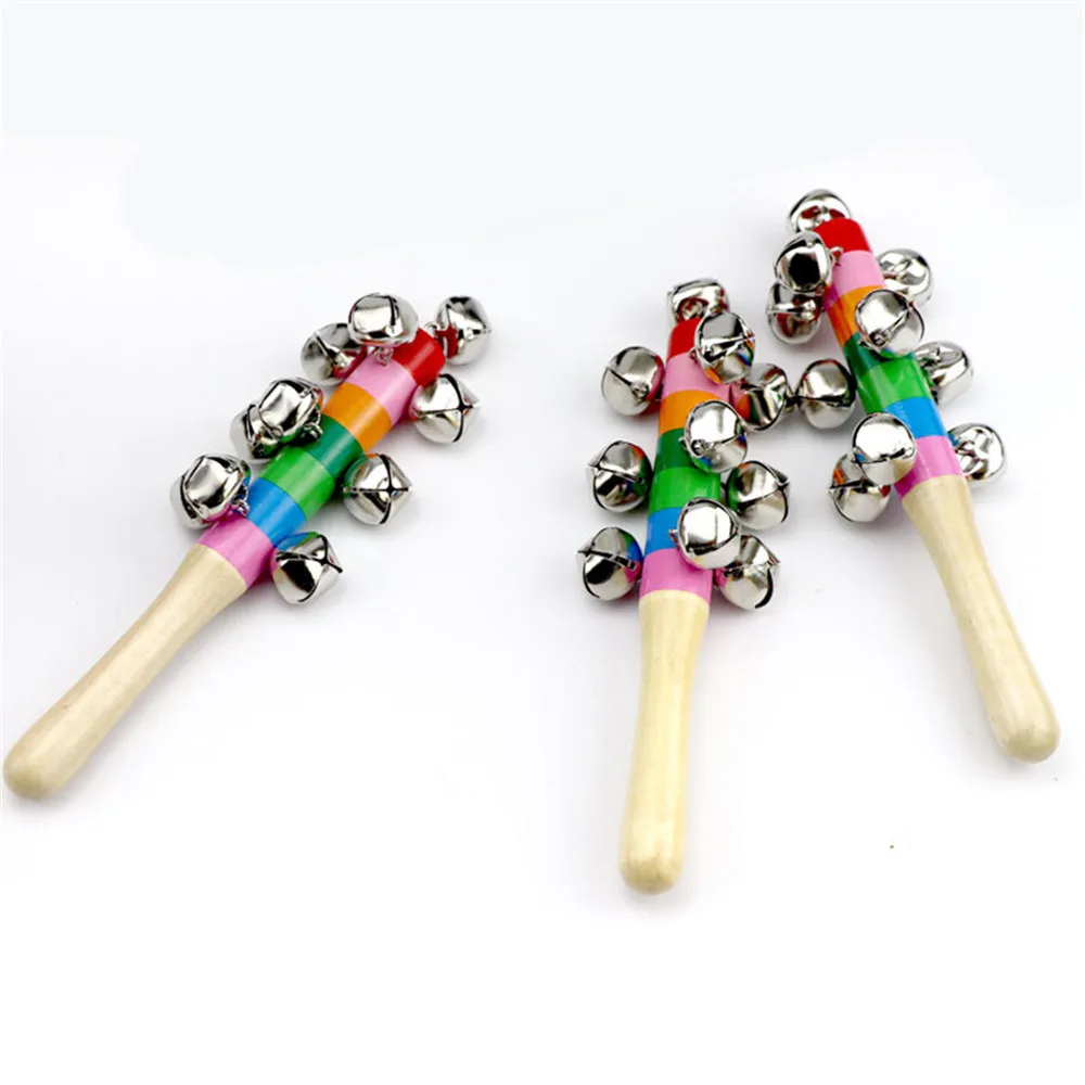 6PCS Cross Puzzle Rainbow Baby Toy Wooden Colorful Puzzle Toy Educational Toy Educational Handbell Colorful Handheld Baby