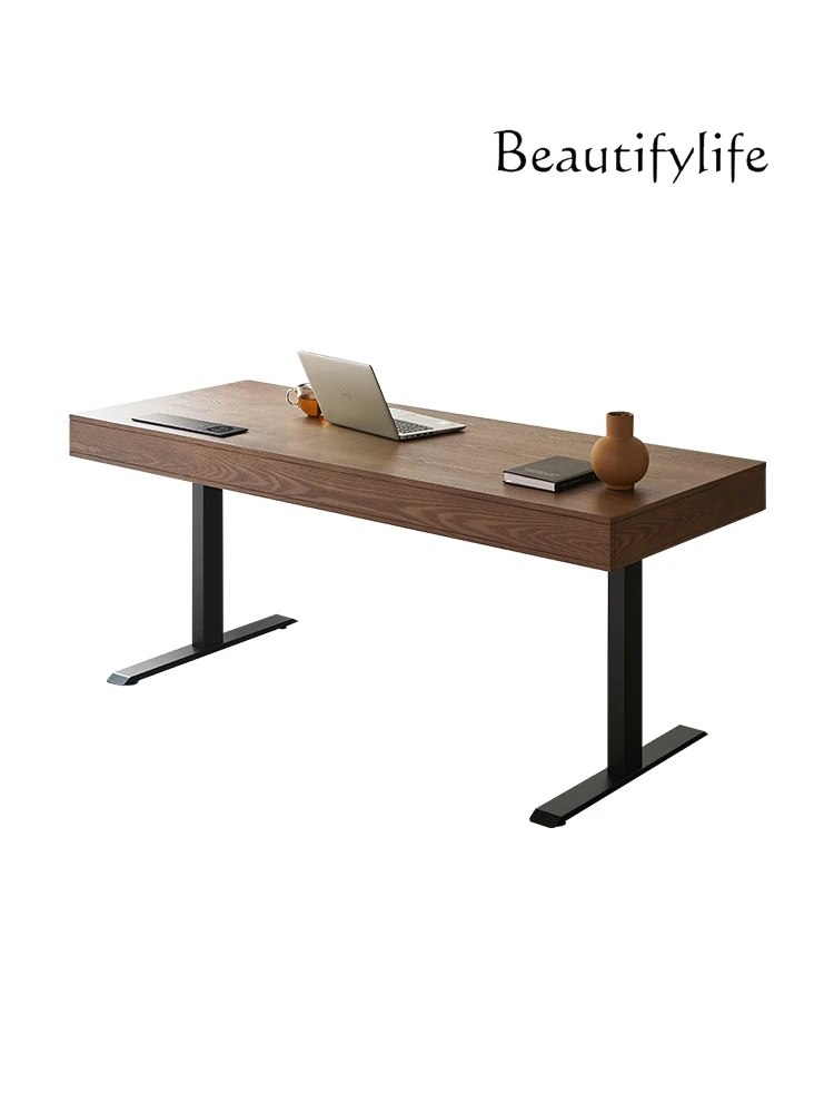 

Italian Minimalist Lifting Desk Electric Light Luxury Study Desk Solid Wood Lifting Desk