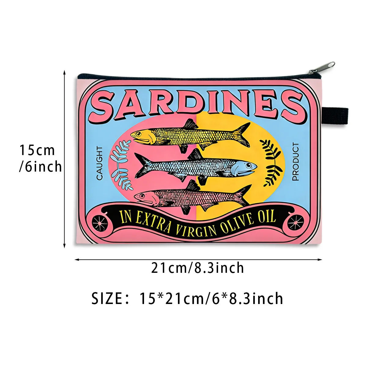 Retro sardine can money bag, cartoon double-sided printed storage bag, large-capacity coin purse PORTFEL portfel damski