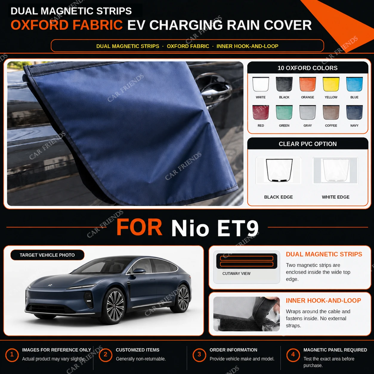 For Nio ET9 Custom Fit Full Car Cover Silver Coated Oxford Fabric Side Zipper Access UV Sun Dust Protection