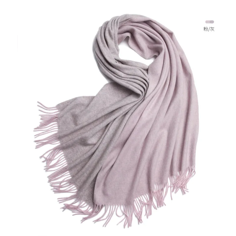 Birdtree 75% Wool 25% Polyester Women's Double-sided Scarf Autumn Winter Color Matching Enlarged Shawl Warm Scarf New A39373QC