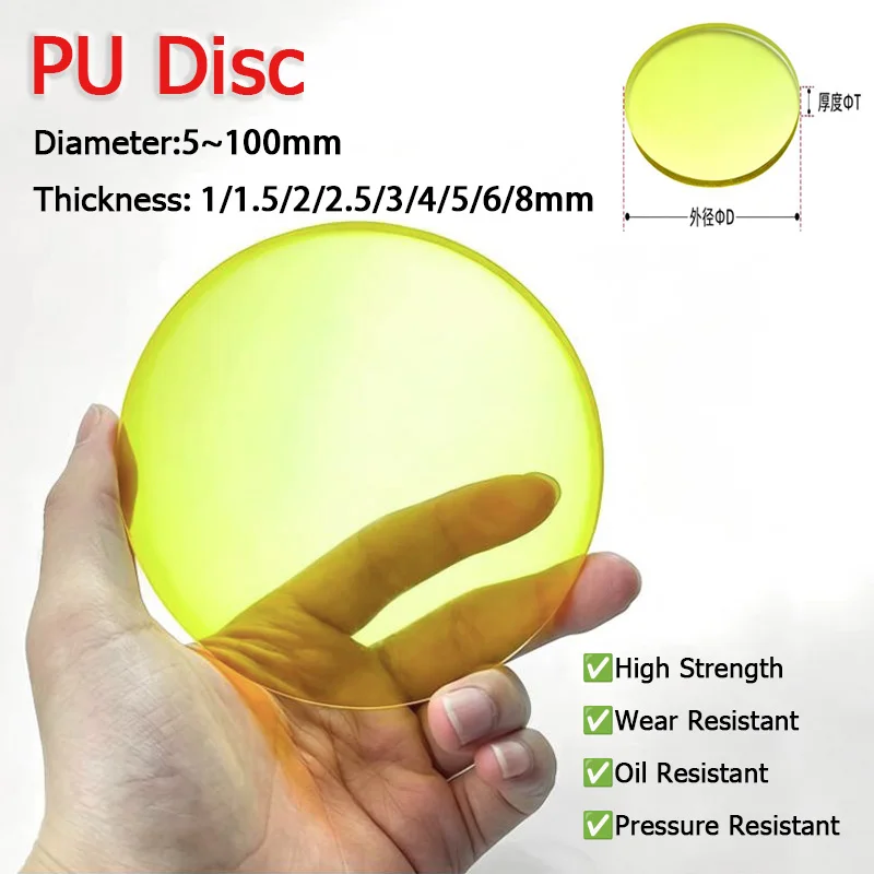 10Pcs Solid PU Polyurethane Disc Dia 5/8/10/12/15/18/20/22/25/28/30-100mm Thick 1/1.5/2/3/4/5/6/8mm Elastic Stretch Round Gasket