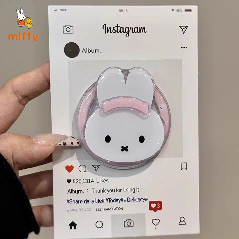 

Cute Miffy Phone Shell Suitable for Iphone 16 15 14 13 Pink Anti Drop Phone Case Cartoon Magnetic Bracket Anime Accessories Gift
