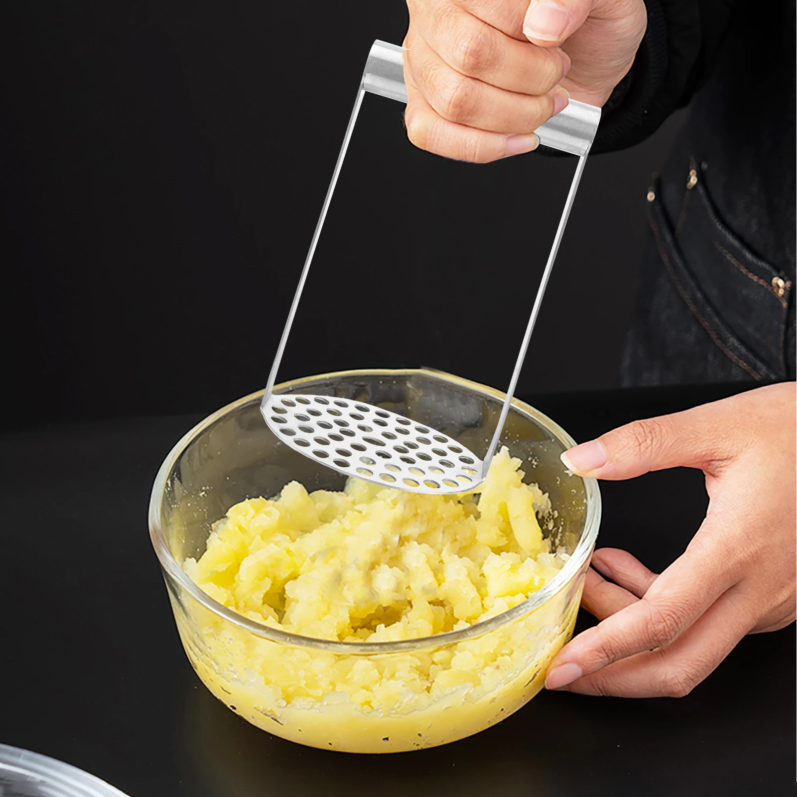 

Stainless Steel Potato Masher Manual Ricer Food Crusher Vegetable Fruit Pressing Tool for Puree Pumpkins Carrots Potatoes