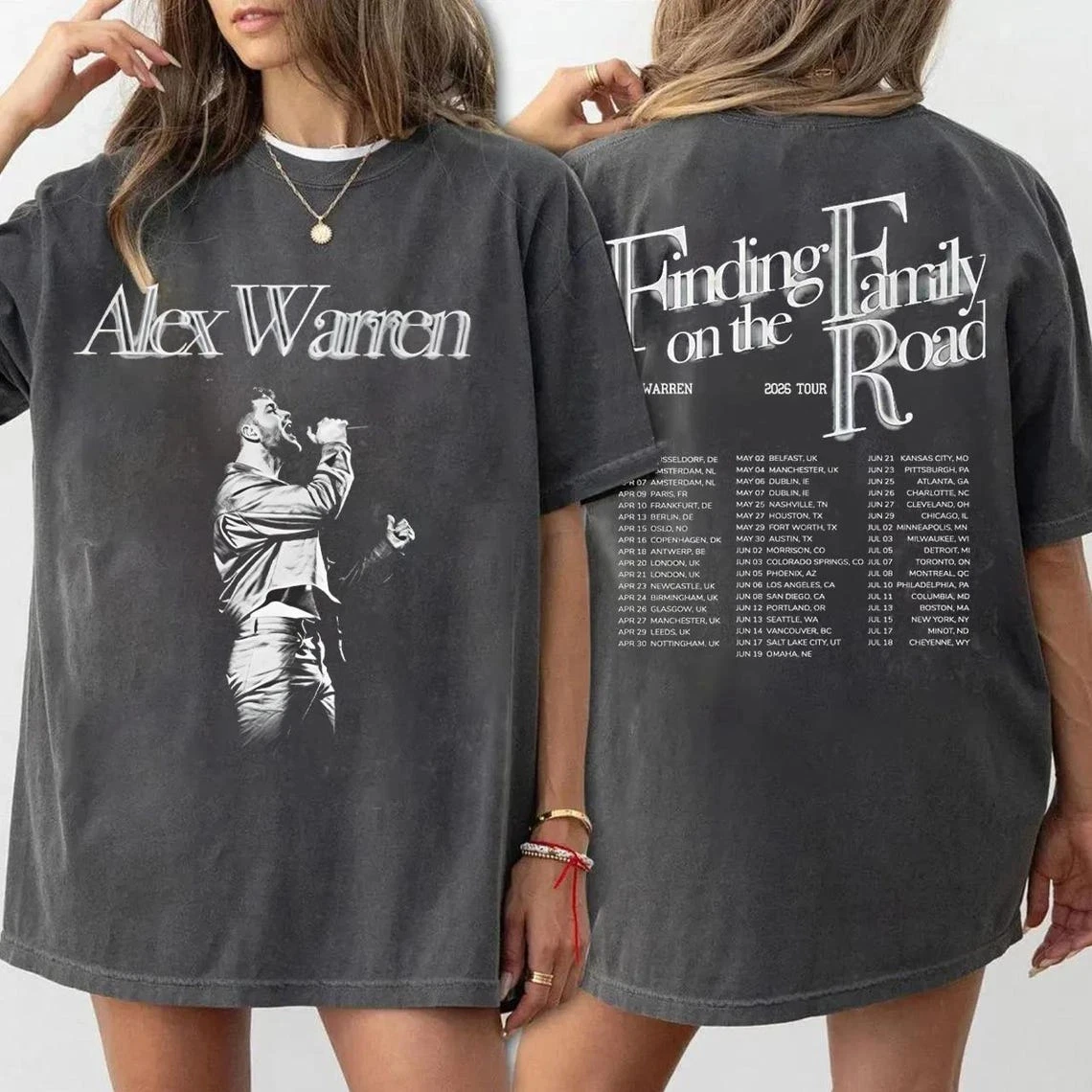 Alex Warren 2026 World Tour Retro Independent Music T-Shirt Lässiges Alltags-Fan-T-Shirt mit Aufdruck – Detail 2