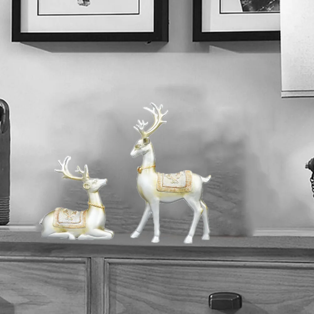 

1Pair Blue Elk Resin Decoration Modern Creative Tabletop Ornament for Home Office Living Room Desk Decor Accessory