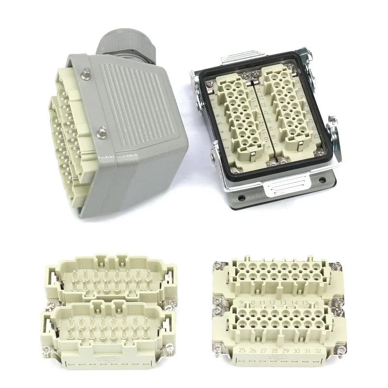 32 core new crimp heavy duty connector HDC-HE-032 Aviation Industry waterproof plug socket (more convenient and fast connection)