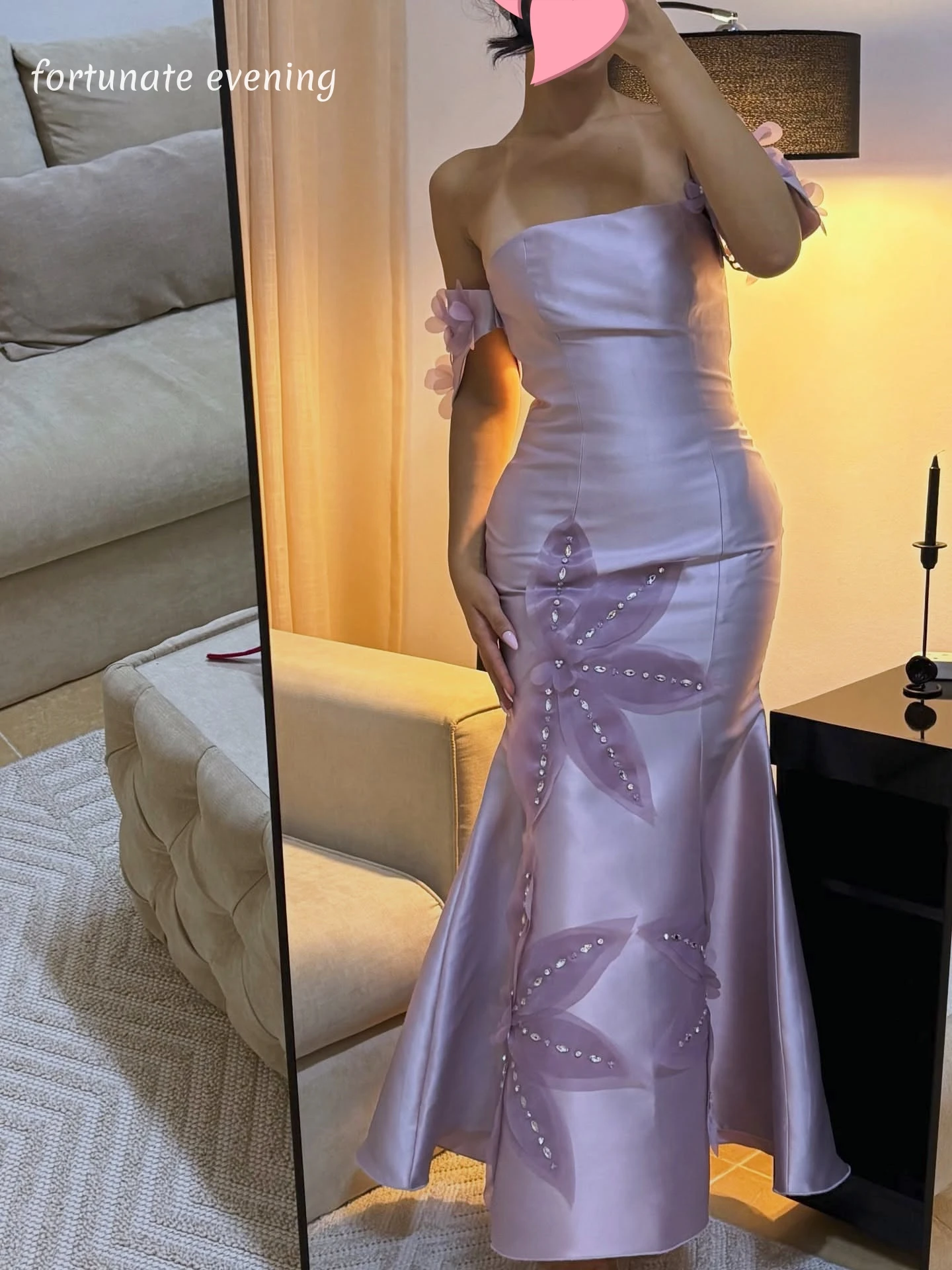 

Fortunate Evening Elegant Vintage Sweet Lilac Flowers Beads Mermaid Customize Formal Occasion Prom Dress Evening Party Gowns