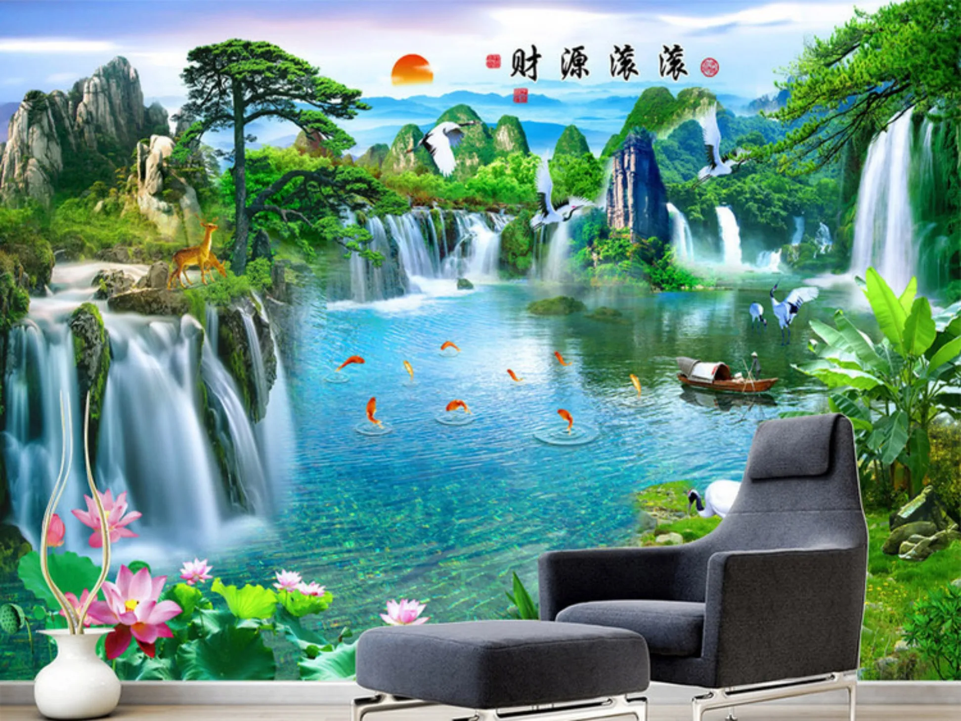 300310-Romantic Floral Hand Paint By Numbers Home Decoration Art