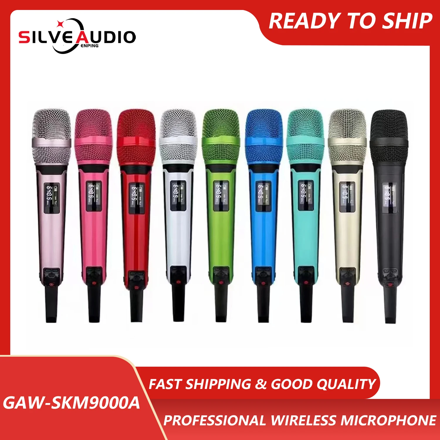 GAW-SKM9000A UHF High Quality Wireless Mic Karaoke Speaker Performance Outdoor Audio DJ Singing Live With Receiver Microphones