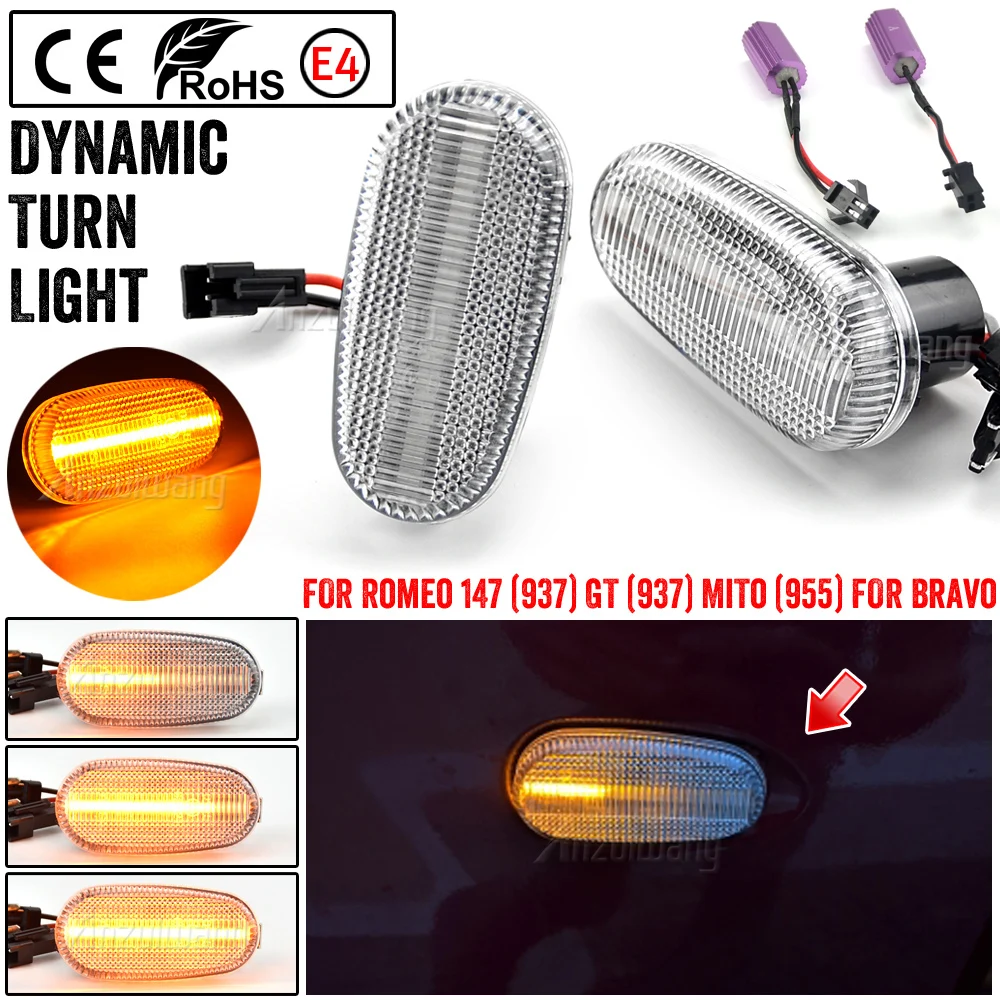 

Для Alfa Romeo Mito 955 147 GT 937 Fiat Bravo 2 динамические светодиодные боковые габаритные огни стрелка указатель поворота мигающая лампа 2 шт.