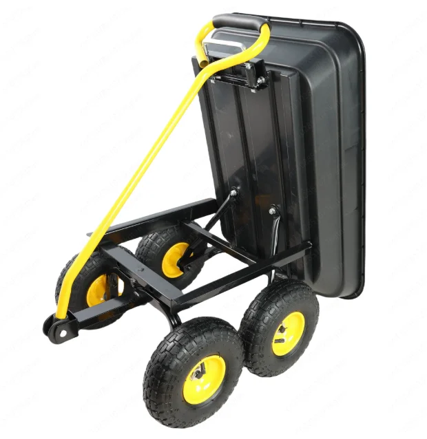 Four-wheeled plastic dump truck, tiger car, dump trailer, hand-pulled tool cart