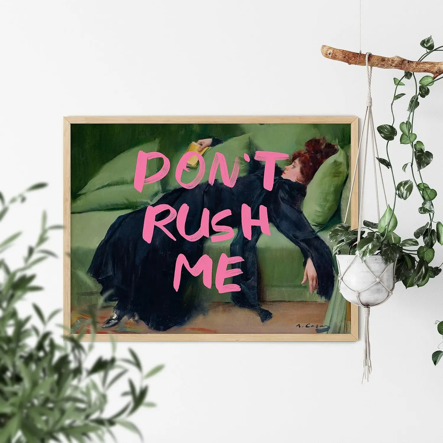Don't Rush Me Altered Art Portrait, Antique Victorian Gallery Poster, Vintage Girly Canvas Painting for Bedroom Home Decorati