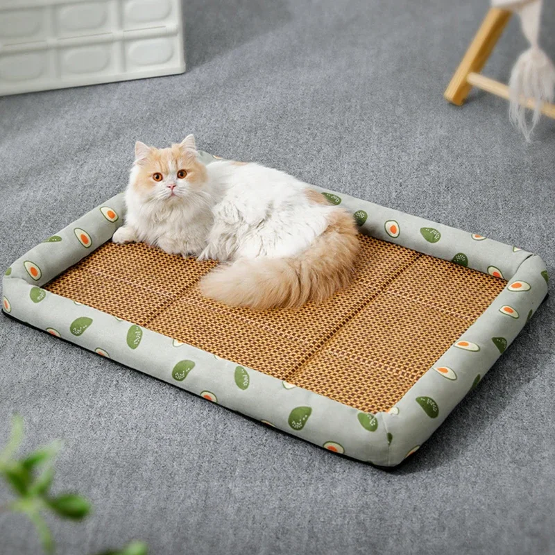 

Pet Cat Bed Mat Rattan Woven Cat Sleeping Mat Sofa Bed Summer Pet Cooling Mat for Small Dog Cats Kitten Puppy Beds Cushion